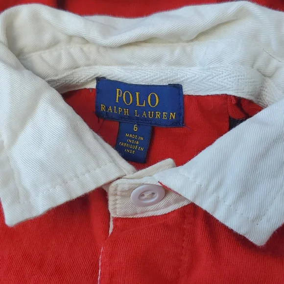 Polo Ralph Lauren Long Sleeve Hooded Pullover Polo Red Black Stripe Youth 6 - Picture 3 of 8